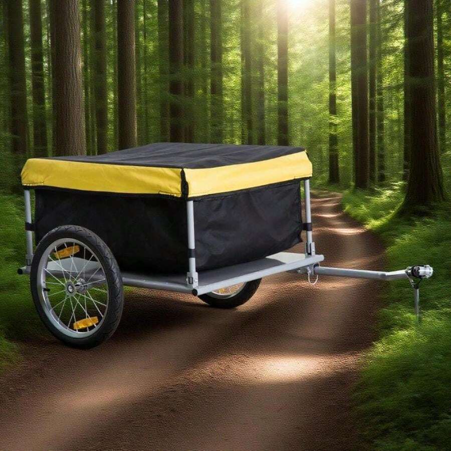 Outdoor Storage Trailer Bicycle Cargo Trailer Two-Wheel Bike Luggage Wagon Trailer With Removable Cover - Multi1 - View 1