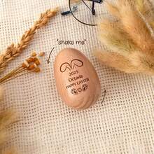 1PC Personalized Wooden Musical Egg, Musical Wooden Easter Egg Shakers, Custom Easter Gift, Musical Instrument, First Easter - Apricot - View 3