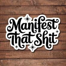 1/2/5pcs Manifest That Vinyl Sticker | Fun And Quirky Vinyl Decal For Planners, Journals, And Laptops | Cute And Mindful Design For Meditation, Wellness Enthusiasts, And Book Lovers | , Artsy, Positive Affirmation Sticker - 彩色 - 查看 11