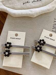 2个装女士时尚简约金属花朵发夹，发饰，适合日常佩戴，居家、学校、海滩、工作、派对、节日、生日、返校、新年、情人节、母亲节、婚礼、音乐节等场合，春夏秋冬皆宜。 - 彩色 - 查看 4