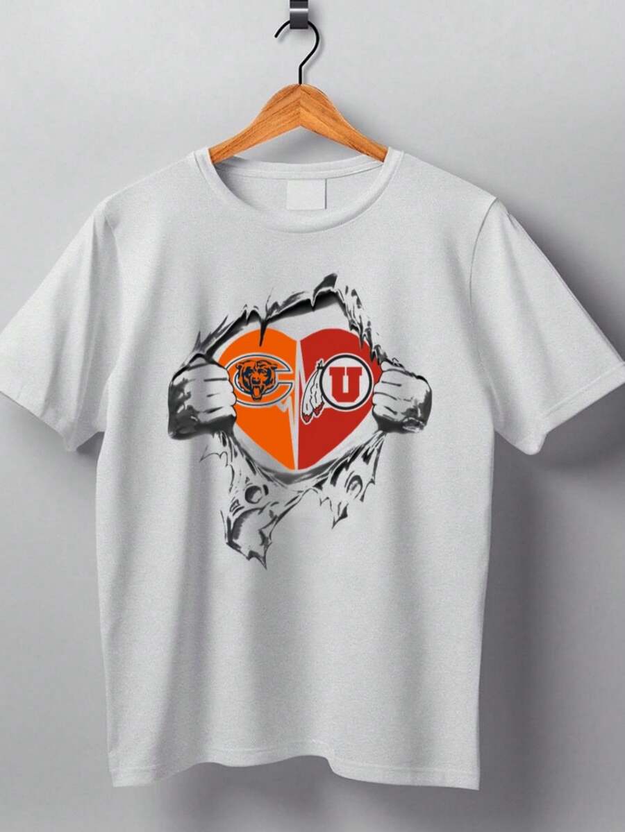 Utah Utes Heart Logo Combination T Shirt (2) - trắng - Xem 1