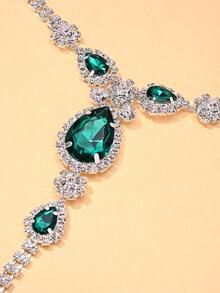 1件水钻水滴形腰链，性感闪亮身体链饰品，女士夜店配饰