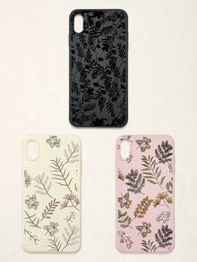 3 件套简约花卉蝴蝶图案手机壳，黑色、米色、粉色，奢华仿皮材质，兼容 和 Galaxy - 彩色 - 查看 46