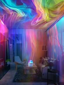 1pc Aurora & Wave Projection Lamp - 16 Colors RGB LED Mood Light With Remote Control, USB Powered, Northern Lights & Ocean Wave Night Light For Bedroom, Party Decor And Meditation | Perfect Gift - Multicolor - View 10