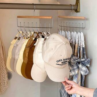 2个多功能衣柜收纳挂钩，衣柜收纳展示架，围巾领带展示架，不锈钢和实木材质，经久耐用，适用于悬挂收纳领带、围巾、帽子、背带、衣物、裤子、腰带、毛巾等，亦可用于家居装饰、房间装饰、衣柜装饰，是居家收纳、情人节礼物、情人节装饰和复活节的理想之选。