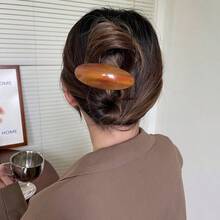 6个/3个/1个 时尚8.5厘米椭圆形大理石纹理醋酸纤维弹簧发夹，流行INS风格，适合女性和女孩 - 彩色 - 查看 4