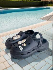 夏季新款厚底凉鞋，【防滑沙滩鞋】DIY卡通熊休闲百搭通勤款，EVA材质透气防滑轻便柔软，沙滩度假鞋厚底舒适室内外男女洞洞鞋 - 多色 - 查看 6