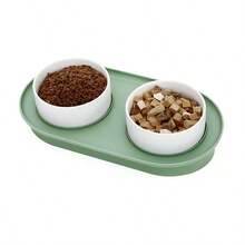 1 bát sứ cho mèo, bát đôi cho chó, bát đựng thức ăn cho mèo, cổ bảo vệ, chống tràn, chống bắn tung tóe, đồ dùng cho thú cưng - 600ml - Xem 6