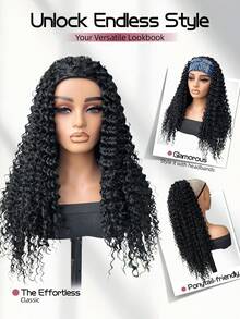 Deep Wave Half Wig Wear And Go Glueless Wigs 22/26 Inch Curly 3 In 1 Half Wigs For Women Drawstring Seamless Wig Beginner Friendly - Multicolor - View 5
