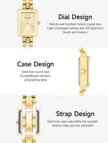 Anne Klein 女士时尚石英手链腕表，配可调节不锈钢表带 - 金色 - 查看 9