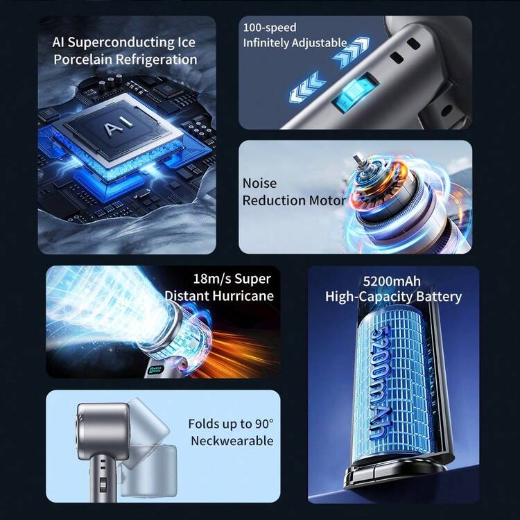 2026 New Semiconductor Ice Cooling Handheld Fan, USB Rechargeable Portable Foldable Neckband Fan, Outdoor High-Power Handheld Mini Fan, 5200mAh Long-Lasting Battery, Suitable For Outdoor, Camping, Travel, Beach, Sports, Office, School, Pool Party, Essential For Summer,Mother's Day Gift,Bedroom Decor,Garden,Kitchen Decor,Summer,Beach,Travel Essentials,Room Decor,Squishy,Graduation,Outdoor,Garden,Travel Essentials,Portable Essentials,Beach Essentials,Graduation Season,Commencement,Graduation Ceremony,Graduation Gift,Graduation Present,Graduation Gift,Graduation Present,Congrats Grad,Congratulations Graduate,Valedictorian,Finish School,Graduation Party,Outdoor Essentials,Travel Portable,Hiking Essentials,Camping Essentials,Portable Tools,Summer Essentails,Summer Portable - Ice Pack Handheld Folding Fan - View 7