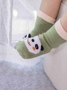 6双卡通动物头像婴儿/幼儿防滑船袜，带防滑点 - 彩色 - 查看 2