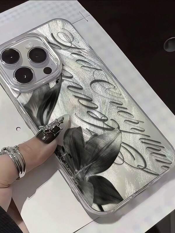 Funda de teléfono de moda con elementos florales de lujo, 1 pieza, estilo coreano de gráficos florales suaves y transparentes con efecto holográfico láser, resistente a arañazos y huellas dactilares, compatible con iPhone 16 Pro Max/16/16 Pro/16 Plus/15/15 Pro Max/15 Pro/11/12/13/14 Pro Max/11 Pro Max/12 Pro/12 Pro Max/13 Pro/13 Pro Max/14 Pro/14 Pro Max, diseño premium creativo de primavera