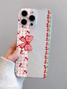 1pc Cherry Bow Pattern Transparent Soft TPU Phone Case, Anti-Fall Anti-Scratch Anti-Fingerprint, Precise Camera Cutout Compatible With Samsung, Apple, Nothing, Pixel, INFINIX, Redmi - Multicolor - View 4