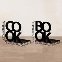 1pc Iron Geometric Metal Book Stand, Minimalist Decorative Book Holder Suitable For Study, Living Room, Bedroom, Office, Cafe, Decorative Craft - Black - View 13