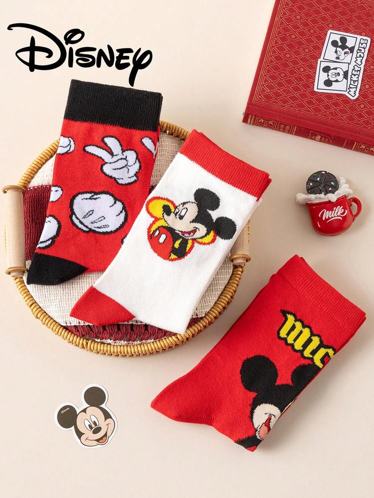 Disney 3/1 Pair Authentic Men's Socks With Embroidered Cute Mickey Mouse Family, Cartoon Character Embroidery Mid-Calf Socks, Novelty Socks Suitable For Any Occasion, High-Quality Gift Socks - Multicolor - View 11