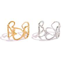 Frminee 2pcs/1pc Simple And Cute Heart 18k Gold Plated Geometric Stainless Steel Ring, Stacked Strap Statement Wedding Promise Ring, Valentine's Day Gift - Multicolor - View 8