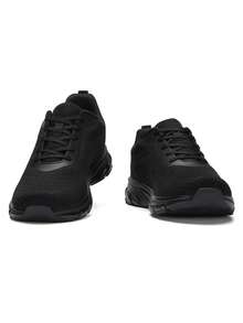 Men's Knit Casual Sports Shoes, Lightweight Breathable Running Sneakers - Black - View 7