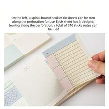 3-Section Fragmented Tidy Memo Pad, 80 Sheets/240 Detachable Pages, Simple Minimalist Design, Suitable For Students, Memo, Message, Tear-Off Notes - Multicolor - View 2