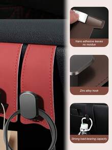 Car Glove Box Hook – Nappa Leather & Zinc Alloy, Holds Wallets, Handbags & Umbrellas, No-Drill Installation, Universal For Passenger Side Multi-Use Storage Organizer,Automotive Interior Accessories - Glove Box Hooks - View 8