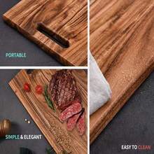 Acacia Wood Cutting Board - Ideal For Meat, Cheese, Bread, Vegetables & Fruits | Food- Kitchen Essential With Serrated Edge & Handle | Perfect Mother's Day Gift For Home Chefs, Multipurpose Kitchen Tool, Elegant Design, Kitchenware - Brown - View 6