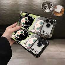 かわいい猫耳スタイルの女の4つの角を使用するエアバッグ耐衝撃性と透明性が高いTPUスマホケース、コーティングフレーム払いきで、落ちるから効果的に保護するします。 17、16、15、14、13、12、11 Plus、17 Pro、17 Pro Max、17 Air、および17シリーズと互換性があります。 お友達、愛する人、または自分自身を分けるへの完璧なクリスマスプレゼントです。 - ブラック - チェックする 3
