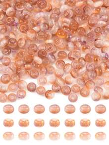 438pcs Set Imitation Cat Eye Glass Seed Beads, Round Shape, Bi-Color, Wheat/Lilac Purple/Cornflower Blue/Camel/Turquoise, Size: 4~4.5x2.5~3mm, Hole: 1.2~1.5mm - Rondelle - View 9