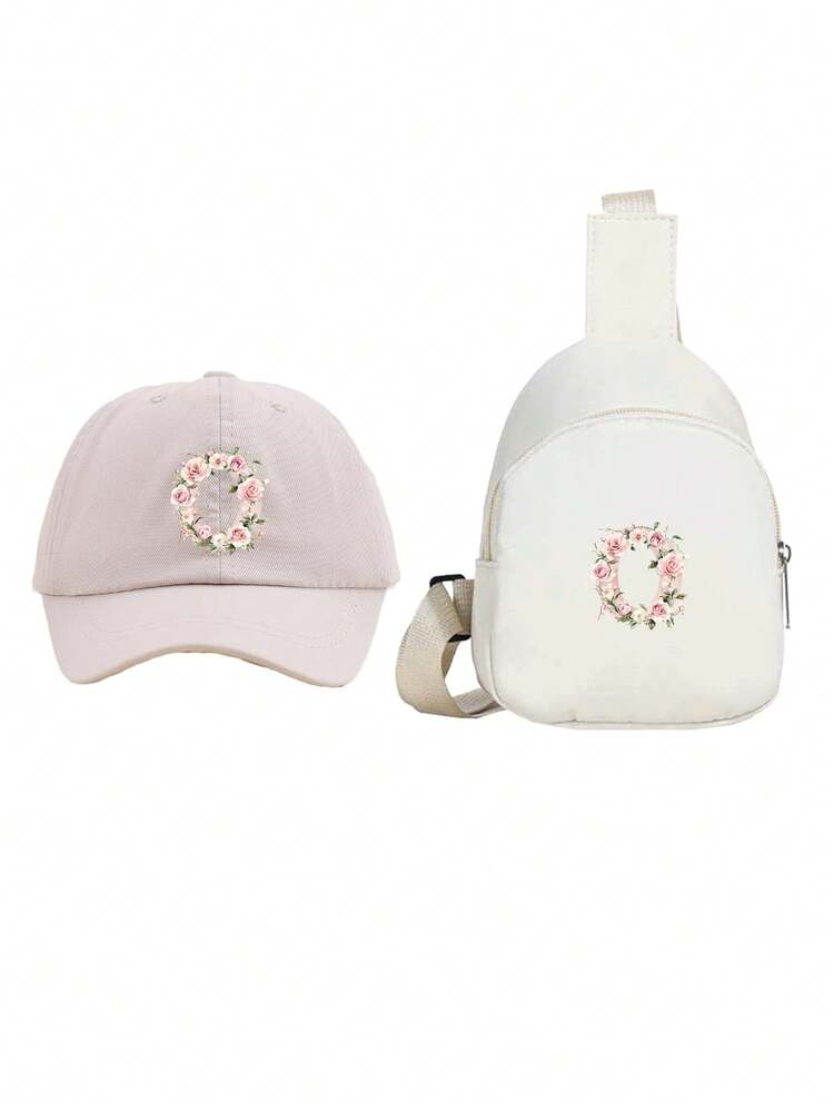 2pcs A-Z Letter Kids Girls Baseball Cap & Crossbody Bag Set, Adjustable Breathable Lightweight Sweat-Absorbent Soft Minimalist Cute Interesting, Suitable For Spring/Summer Daily, Vacation, Outdoor, Walking, Gift For Easter - Beige - View 22