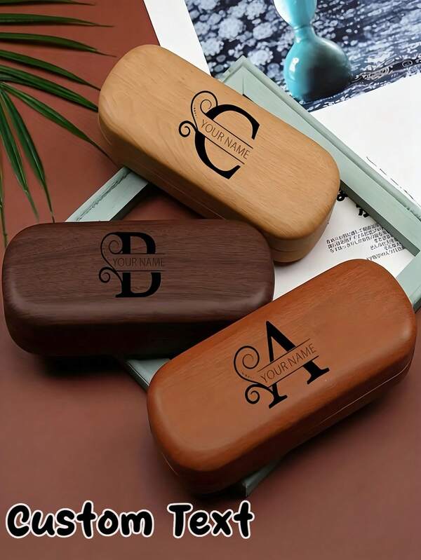 Personalized Eyeglass Case - Customized Name/Letter/Info, Retro Wood Grain (Oak/Beech/Birch), Durable Eyeglass Case Suitable For Men And Women, Ideal Gift For Glasses, Reading Glasses, Fashion Glasses - Customized
