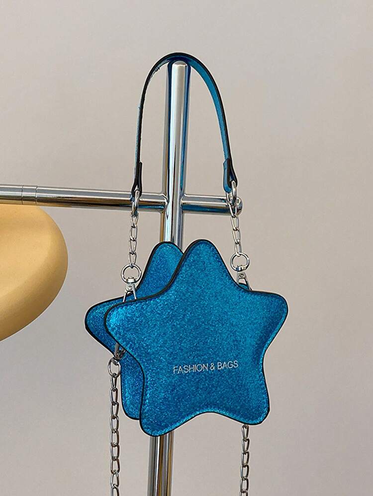 1pc Kids Glittery Shoulder Bag, Fashionable Small Bag Essential For Outdoor Play, Cute Accessory - Sparkling Star Design - View 9