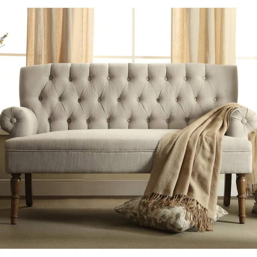 Loveseat Sofas For Living Room Loveseat For Living Room Couch In A Box Sofa Para Sala Love Seats Furniture Sofa In A Box Long Couches For Living Room Settee Loveseat,Linen - 米色 - 查看 1