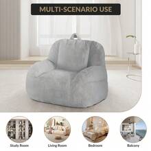 Puf Gigante de Piel sintética, con Relleno, puf para Adultos, sofá Grande y Perezoso con asa, puf Grande - Gris Claro - Ver 9