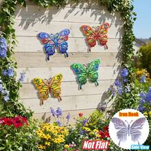 4 PEÇAS Decoração de Parede em Metal Vibrante de Borboleta, Escultura de Parede de Arte em Ferro Resistente à Ferrugem de 23,1 cm, Ornamento Decorativo Suspenso para Jardim, Pátio, Quintal, Varanda, Cerca - Presente Perfeito para Família, Amigos, Inauguração de Casa e Dia das Mães - Estilo A - Visão 1