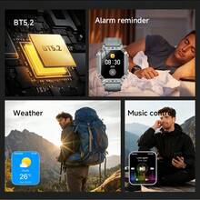 Relógio esportivo inteligente multifuncional com tela grande de 2,01" com lanterna, funções de chamada, SMS, pedômetro, reprodutor de música e alarme. - Multicolorido - Ver 2