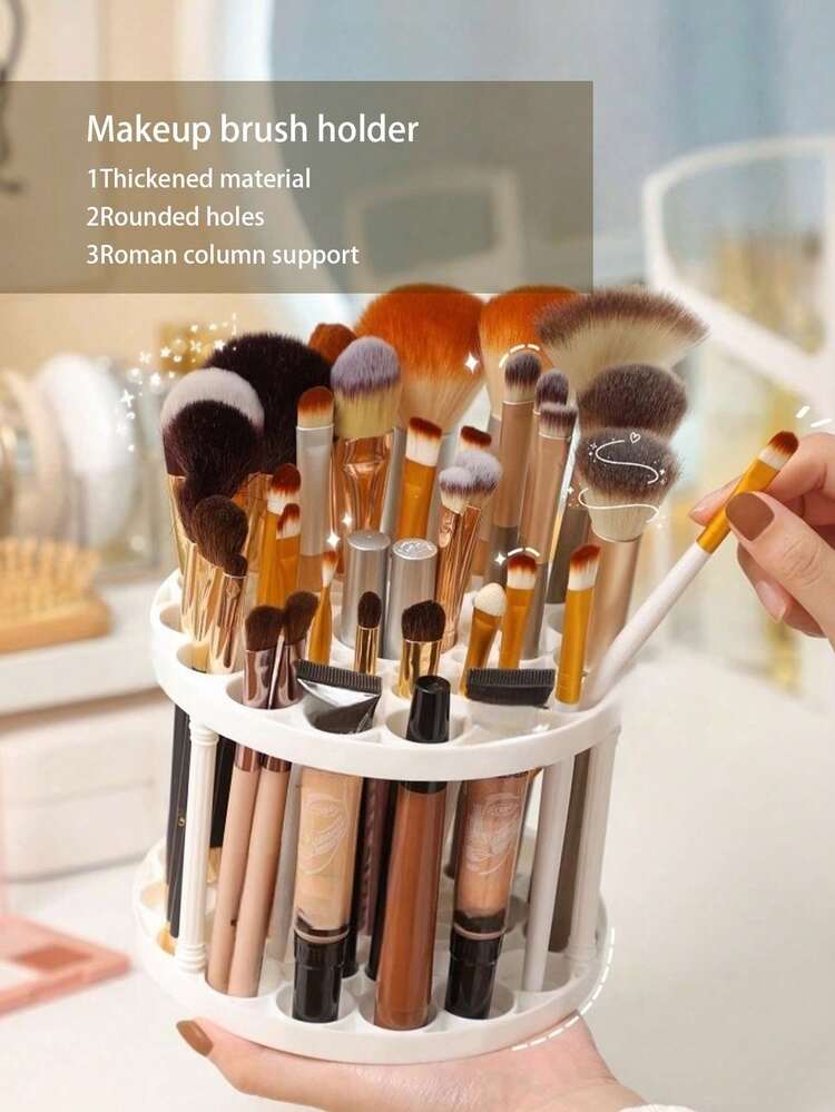 1pc/2pcs Makeup Brush Storage Rack, Desktop Cosmetic Shelf, Thickened Large Capacity Storage Rack, Multi-Functional Makeup Brush Display Rack For Dressing Table. - Multicolor - View 2