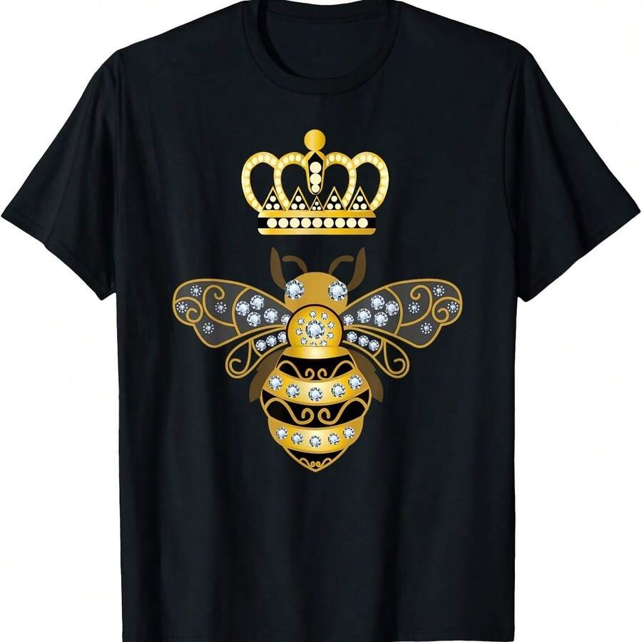 Queen Bee Crown Wo Girls Honey H Beekeeping Bee T-Shirt - 軍綠色 - 查看 1