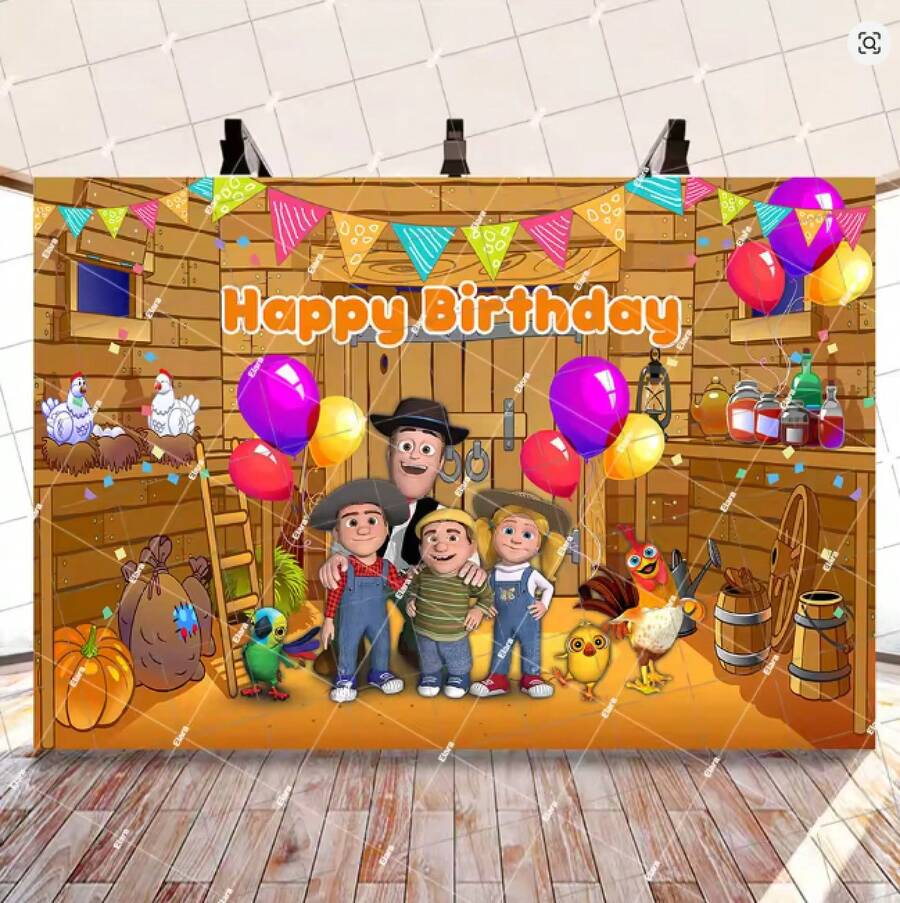 Cartoon Zenon Farm Themed Birthday Party Supplies, Photo Backdrop, Party Banner Poster, Photography Props For Photo Studios. 01 - B - 查看 1