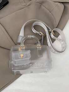 Bộ 2 túi đeo vai trong suốt bằng chất liệu jelly, có thể điều chỉnh kích thước, phù hợp cho du lịch, đi học, đi làm, công sở, túi đeo chéo. - trắng - Xem 4