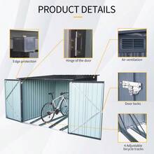 Outdoor Steel Storage Shed For Bicycle With Slope Roof And 4 Bike Tracks Black - Black1 - View 6