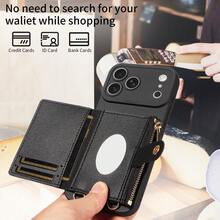 eaacaa Ốp điện thoại Pearl 1pc mờ có dây đeo, gương, khe đựng thẻ, ví có khóa kéo, dây xích ngọc trai giả, chống sốc, tương thích với Apple 17 Pro Max/17/Air/17 Pro/17e/16/15/14/13/12/11 Pro Max/Plus Mini, Galaxy A56/A54/A53/A52/A51/A50/A36/A34/A33/A32/A26/A23/A22/A21S/A16/A14/A13/A12/A06 - màu đen - Xem 10