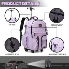 Kids Rolling Backpack With Wheels Unisex Suitcase Carry On Luggage For Elementary Middle High School Students - 紫色2 - 查看 3