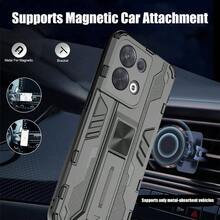 Case For Reno 8 Pro/Reno 8 Pro+ - Shock Absorbing Protective Soft TPU And Hard PC Case With Stand - Gray - Gris - View 4