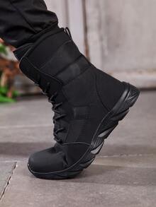 Men's Outdoor Sports Shoes Hiking Boots Trekking Boots Mountaineering Boots, Solid Color Versatile High-Top Boots Training Shoes, Fashion Design Unisex Couple Styles - Black - View 16