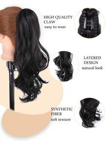 Ponytail Extension Synthetic Wigs Claw Clip In Curly Wavy Ponytail Hair A Ponytail With Half Tied Hair Suitable For Women's Daily Wear And Gatherings Elegant Hair Claws Women Hair Accessories Casual Hair Clips - Multicolor - View 2