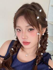 10 Stück Kunstperlen Haarclips, zierlich & elegant Seiteclips, Haraccessoires für Frauen, Klemmclips, Haarspangen, Haarbarrettes, Kopfschmuck - Verschiedenfarbig - Übersicht 3