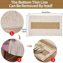 6/4/2pcs Set Elegant Woven Placemats - Classic Cream White + Natural Beige Knitted Design With Tassel Details, Breathable Crochet Lace Trim, Stain-Resistant Tablecloth Suitable For Rustic Farmhouse, Modern Coastal Or Classic Dining Decor | Upgrade Dining Aesthetics With Fashionable And Durable Placemats, Applicable For Daily Meals, Holiday Gatherings And Dinner Parties - Multicolor - View 3