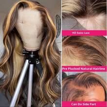 200 Density HD Lace Front Wigs Human Blended Hair Body Wave Human Frontal Hair Wigs For Women Pre Cut Pre Plucked Brazilian Virgin Hair 13x4 13x6 5x5 Lace Frontal Wig Glueless #4/27 Honey Blonde Ombre Highlight 24 Inch - SP4/27 - View 5