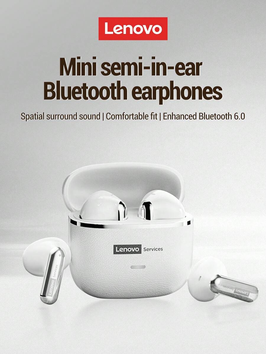 联想 LE230 入耳式蓝牙耳机，优雅皮革设计，高清通话降噪，真无线环绕声，蓝牙 6.0，低延迟，适用于音乐、游戏、运动、办公，迷你无线耳塞，兼容安卓、iPhone、PC，节日礼物之选