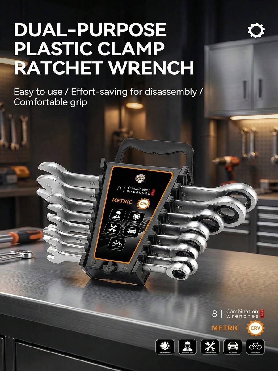 High Hardness Ratchet Wrench Set (8PCS) – Durable, Tough & Sleek Reversible Hand Tools For Automotive & DIY - 8pcs Set - View 1