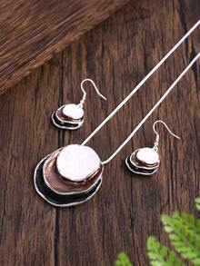 Cring Coco A Pair Of Earrings, A Necklace, A Set Of Women's Jewelry, A Hot-Selling Style, Simple And Retro, Zinc Alloy, Enamel,-Drop Round Set, Daily, Holiday, Party, Elegant, Valentine's Day, Mother's Day, Birthday Gifts, Fashionable, High-End Feeling, A Variety Of To Choose From. - Silver Base Gray-white - View 9